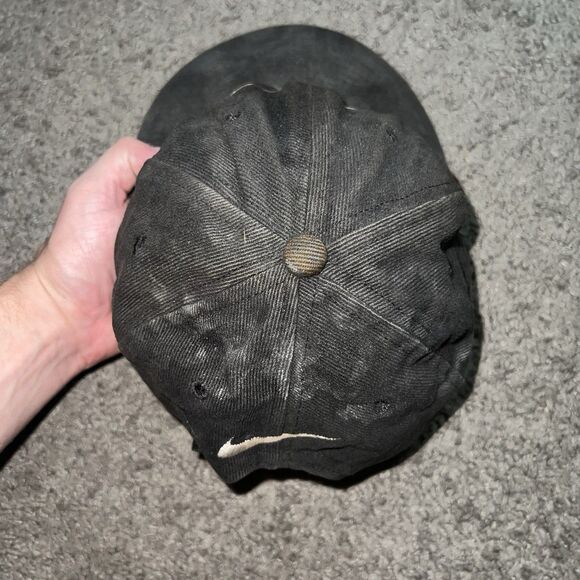 Vintage 90s Nike Golf Hat Cap Strap Back Adjustable Black Embroidered Logo Adult - Picture 5 of 7